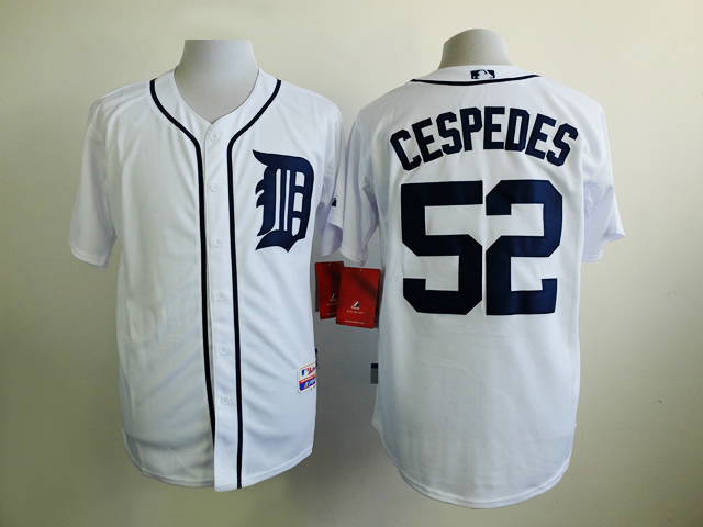 Men Detroit Tigers 52 Cespedes White MLB Jerseys